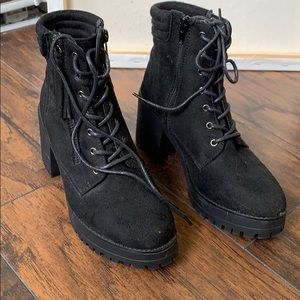 Black platform booties